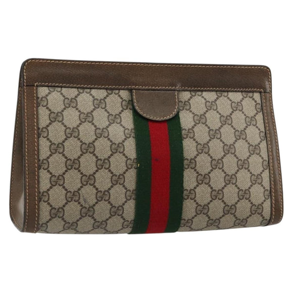 GUCCI GG Supreme Web Sherry Line Tas PVC Beige Rood 64 014 2125 28 Auth 182406