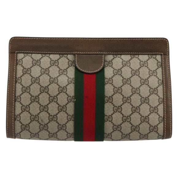 GUCCI GG Supreme Web Sherry Line Tas PVC Beige Rood 64 014 2125 28 Auth 182406