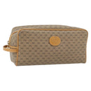 GUCCI Micro GG Supreme Clutch Bag PVC Beige Gold Auth 182408-1