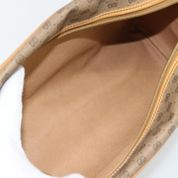 GUCCI Micro GG Supreme Clutch Bag PVC Beige Gold Auth 182408