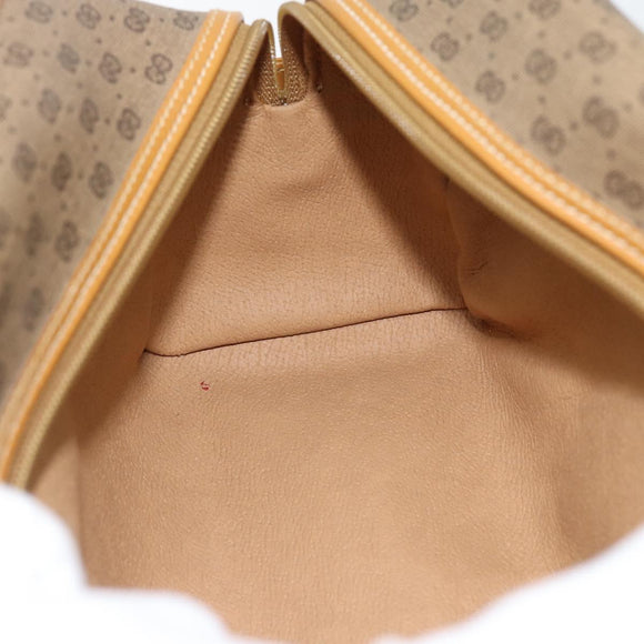 GUCCI Micro GG Supreme Clutch Bag PVC Beige Gold Auth 182408