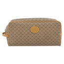 GUCCI Micro GG Supreme Clutch Bag PVC Beige Gold Auth 182408-13
