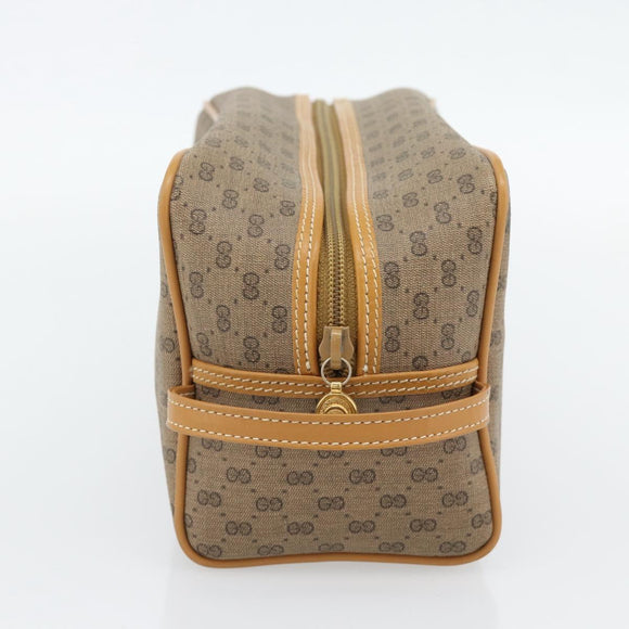 GUCCI Micro GG Supreme Clutch Bag PVC Beige Gold Auth 182408