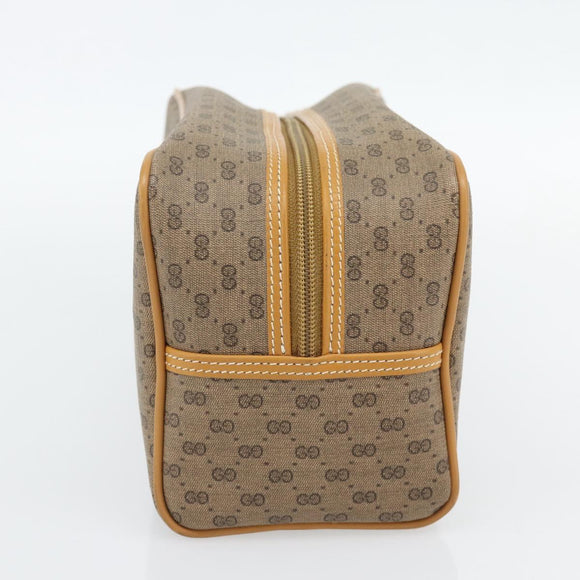 GUCCI Micro GG Supreme Clutch Bag PVC Beige Gold Auth 182408