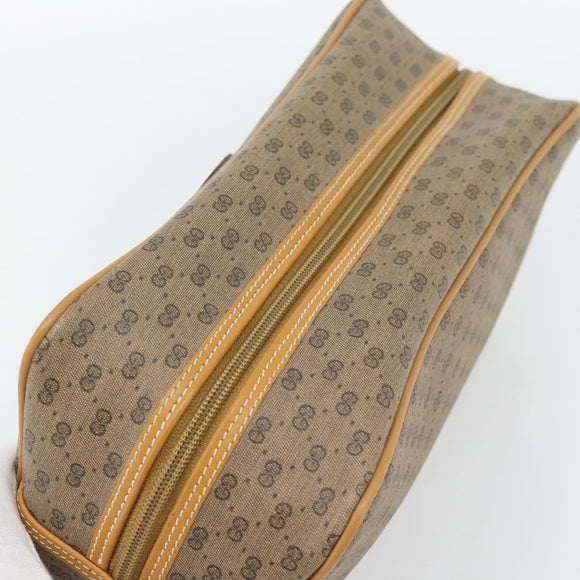 GUCCI Micro GG Supreme Clutch Bag PVC Beige Gold Auth 182408