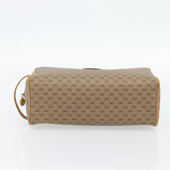 GUCCI Micro GG Supreme Clutch Bag PVC Beige Gold Auth 182408