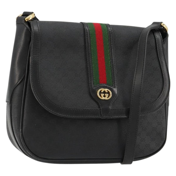 GUCCI Micro GG Supreme Web Sherry Line Tas PVC Zwart 001 115 0914 Auth 182409