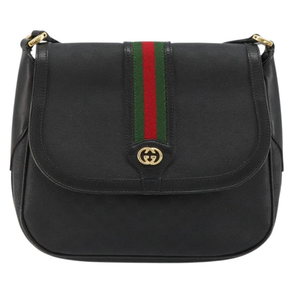 GUCCI Micro GG Supreme Web Sherry Line Tas PVC Zwart 001 115 0914 Auth 182409