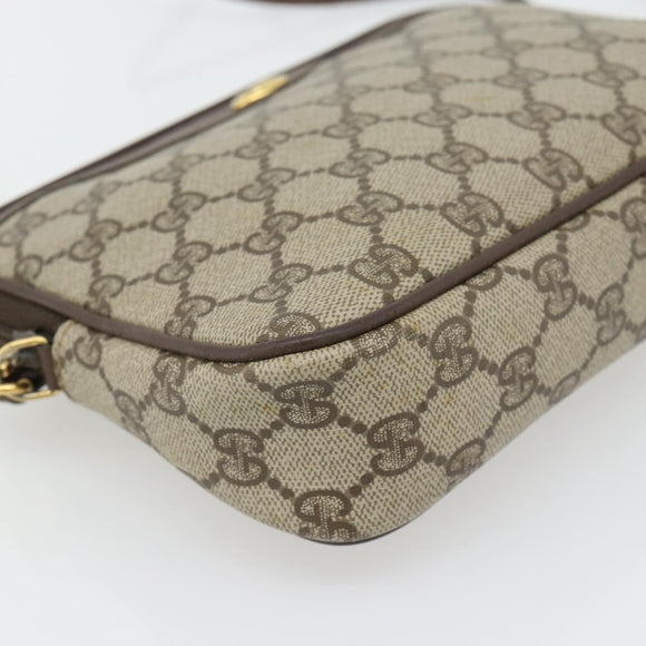 GUCCI GG Supreme Schoudertas PVC Beige Goud 97 02 068 Auth 182410