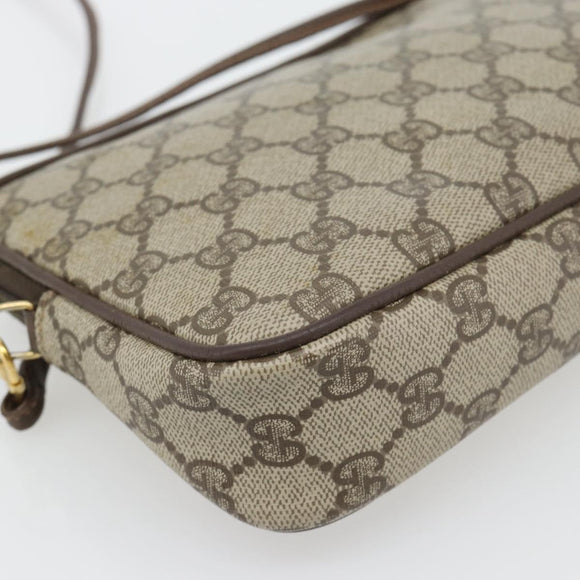 GUCCI GG Supreme Schoudertas PVC Beige Goud 97 02 068 Auth 182410