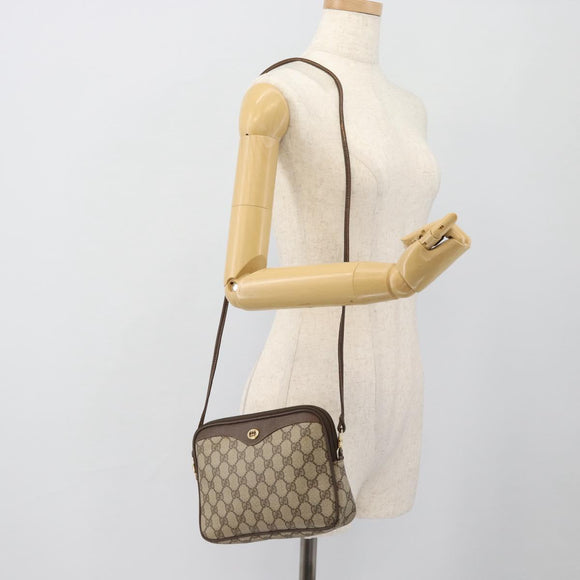 GUCCI GG Supreme Schoudertas PVC Beige Goud 97 02 068 Auth 182410