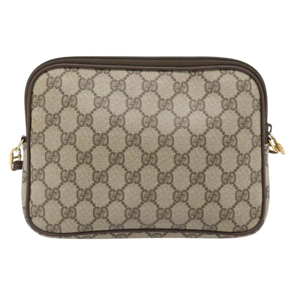 GUCCI GG Supreme Schoudertas PVC Beige Goud 97 02 068 Auth 182410