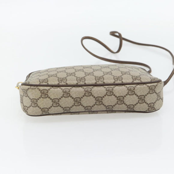 GUCCI GG Supreme Schoudertas PVC Beige Goud 97 02 068 Auth 182410