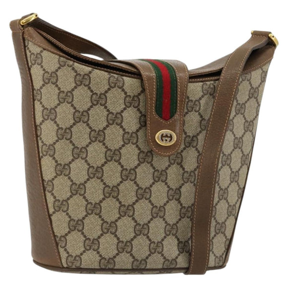 GUCCI GG Supreme Web Sherry Line Tasche PVC Beige Gold 904 02 081 Auth 182411