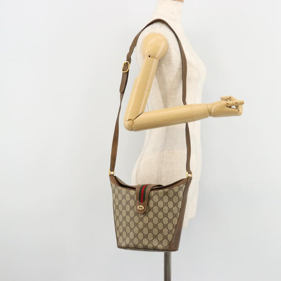 GUCCI GG Supreme Web Sherry Line Tasche PVC Beige Gold 904 02 081 Auth 182411