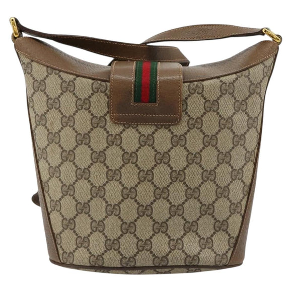 GUCCI GG Supreme Web Sherry Line Tasche PVC Beige Gold 904 02 081 Auth 182411