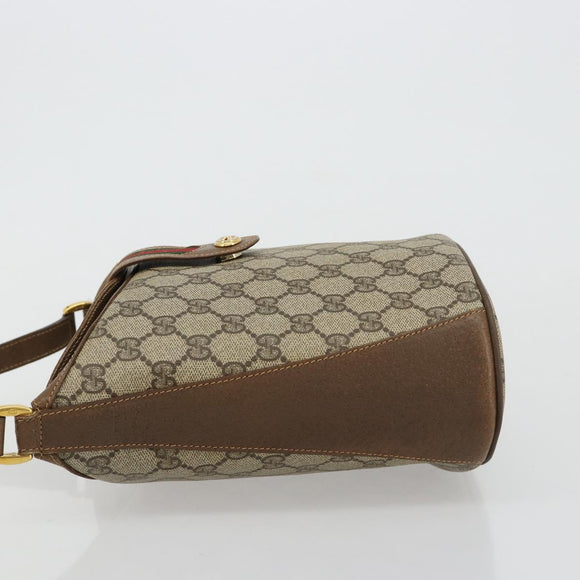 GUCCI GG Supreme Web Sherry Line Tasche PVC Beige Gold 904 02 081 Auth 182411