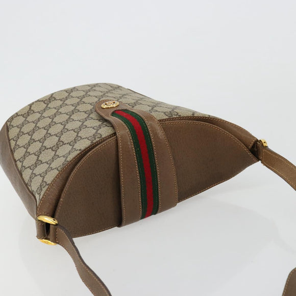GUCCI GG Supreme Web Sherry Line Tasche PVC Beige Gold 904 02 081 Auth 182411