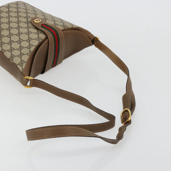 GUCCI GG Supreme Web Sherry Line Tasche PVC Beige Gold 904 02 081 Auth 182411