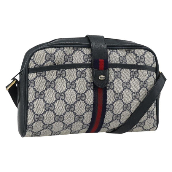 GUCCI GG Supreme Sherry Line Schoudertas PVC Marine Goud Auth 182412
