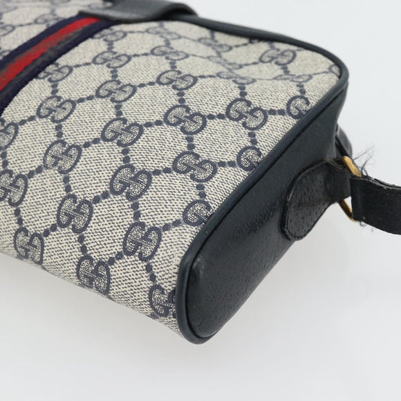 GUCCI GG Supreme Sherry Line Schoudertas PVC Marine Goud Auth 182412