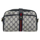 GUCCI GG Supreme Sherry Line Schoudertas PVC Marine Goud Auth 182412-13