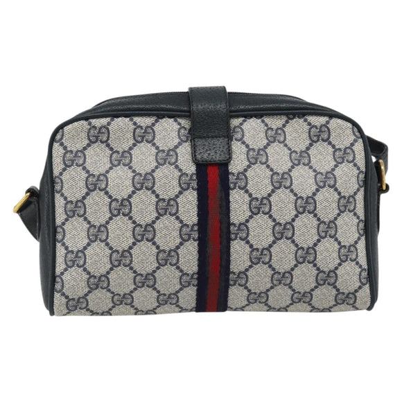 GUCCI GG Supreme Sherry Line Schoudertas PVC Marine Goud Auth 182412