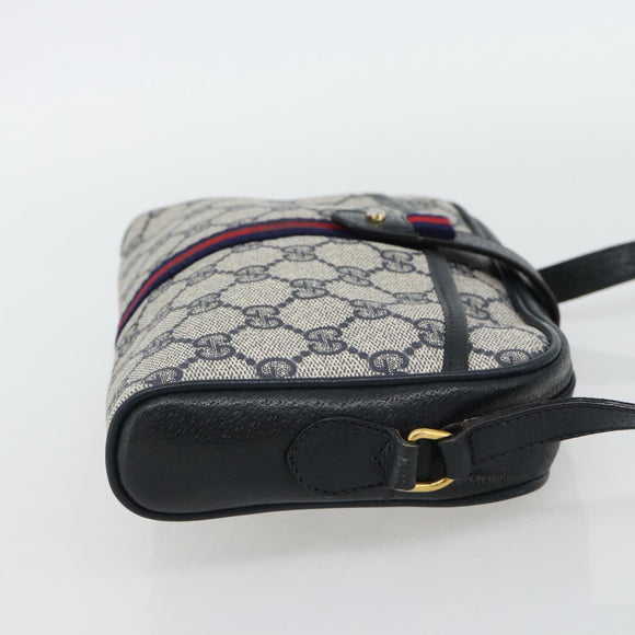 GUCCI GG Supreme Sherry Line Schoudertas PVC Marine Goud Auth 182412