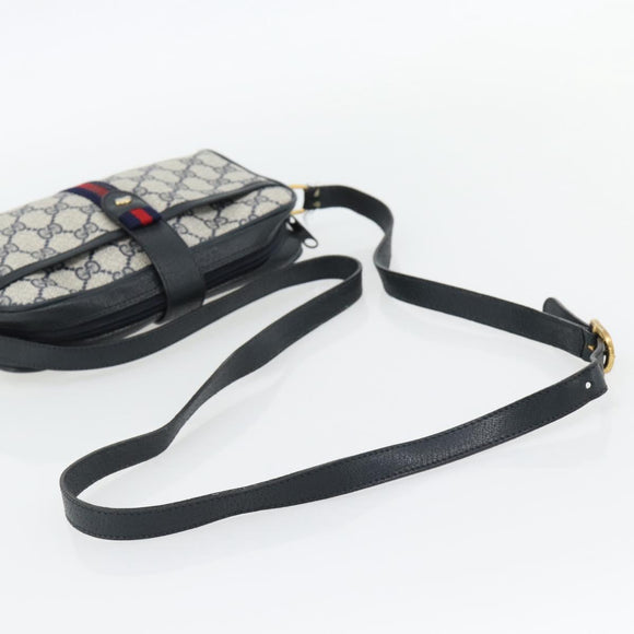 GUCCI GG Supreme Sherry Line Schoudertas PVC Marine Goud Auth 182412