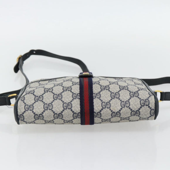 GUCCI GG Supreme Sherry Line Schoudertas PVC Marine Goud Auth 182412
