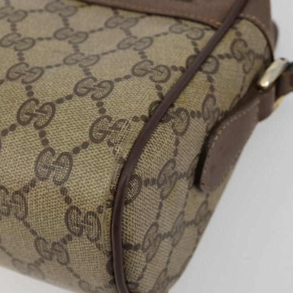 GUCCI GG Supreme Web Sherry Line Shoulder Bag PVC Beige Gold Auth 182413