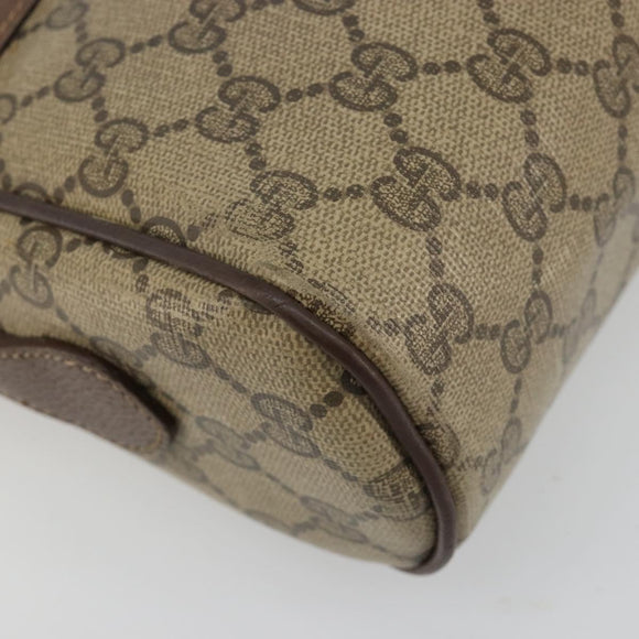 GUCCI GG Supreme Web Sherry Line Shoulder Bag PVC Beige Gold Auth 182413