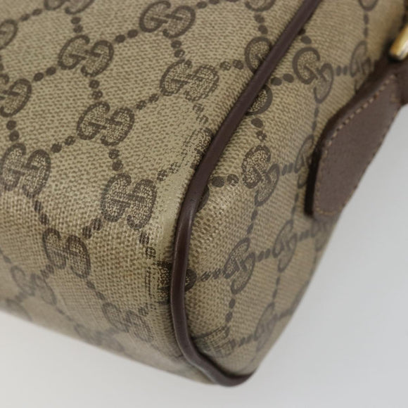 GUCCI GG Supreme Web Sherry Line Shoulder Bag PVC Beige Gold Auth 182413