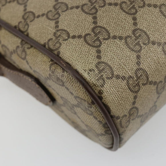 GUCCI GG Supreme Web Sherry Line Shoulder Bag PVC Beige Gold Auth 182413