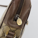 GUCCI GG Supreme Web Sherry Line Shoulder Bag PVC Beige Gold Auth 182413-16