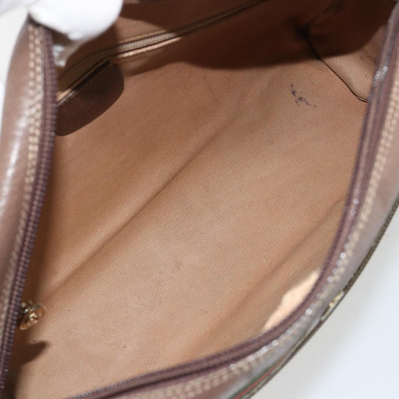 GUCCI GG Supreme Web Sherry Line Shoulder Bag PVC Beige Gold Auth 182413