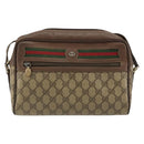GUCCI GG Supreme Web Sherry Line Shoulder Bag PVC Beige Gold Auth 182413-2