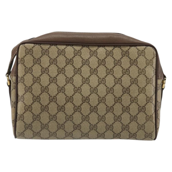 GUCCI GG Supreme Web Sherry Line Shoulder Bag PVC Beige Gold Auth 182413
