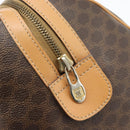 CELINE Macadam Canvas Mini Boston Bag PVC Leather Brown Gold Auth 182416A-14