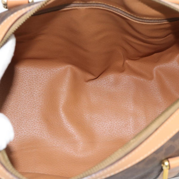 CELINE Macadam Canvas Mini Boston Bag PVC Leather Brown Gold Auth 182416A