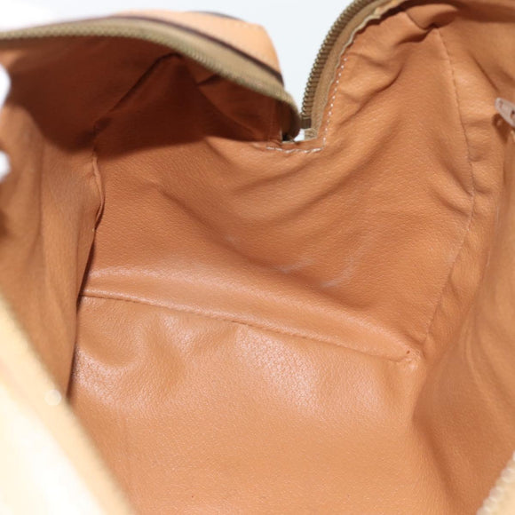 CELINE Macadam Canvas Mini Boston Bag PVC Leather Brown Gold Auth 182416A
