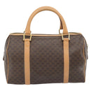 CELINE Macadam Canvas Mini Boston Bag PVC Leather Brown Gold Auth 182416A-3