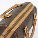 CELINE Macadam Canvas Mini Boston Bag PVC Leather Brown Gold Auth 182416A-6
