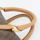CELINE Macadam Canvas Mini Boston Bag PVC Leather Brown Gold Auth 182416A-8