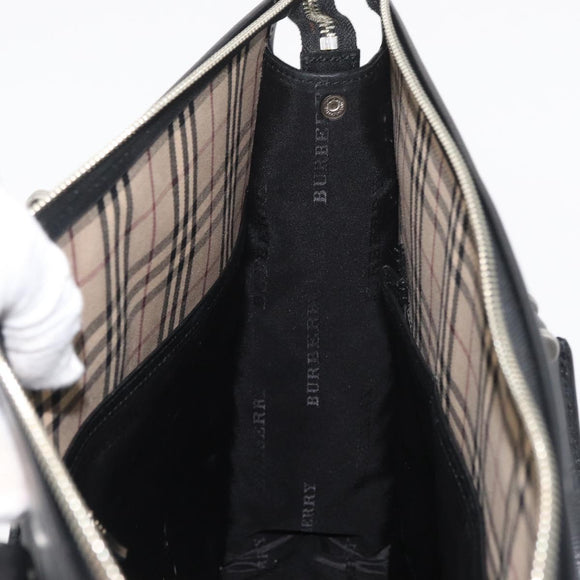 BURBERRY Business Bag Nylon 2way Black Silver Auth 182417