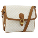 CELINE Macadam Canvas Shoulder Bag PVC Leather White Gold Auth 182418A-1