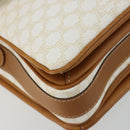 CELINE Macadam Canvas Shoulder Bag PVC Leather White Gold Auth 182418A-14