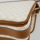 CELINE Macadam Canvas Shoulder Bag PVC Leather White Gold Auth 182418A-15