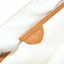 CELINE Macadam Canvas Shoulder Bag PVC Leather White Gold Auth 182418A-18