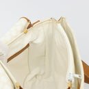 CELINE Macadam Canvas Shoulder Bag PVC Leather White Gold Auth 182418A-19